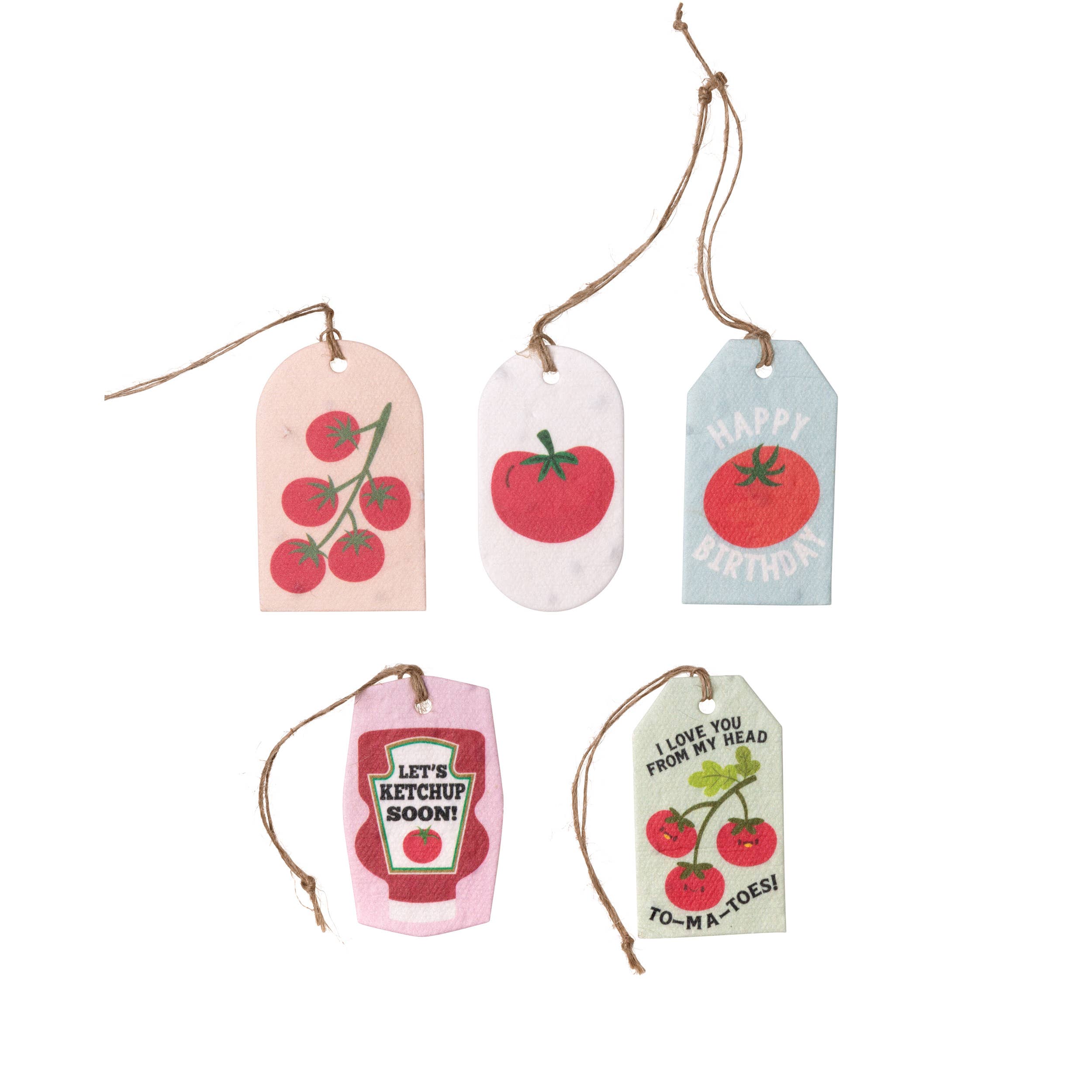 Plantable Seed Gift Tags - Vintage Seed Design, 5 Gift Tags: Strawberries