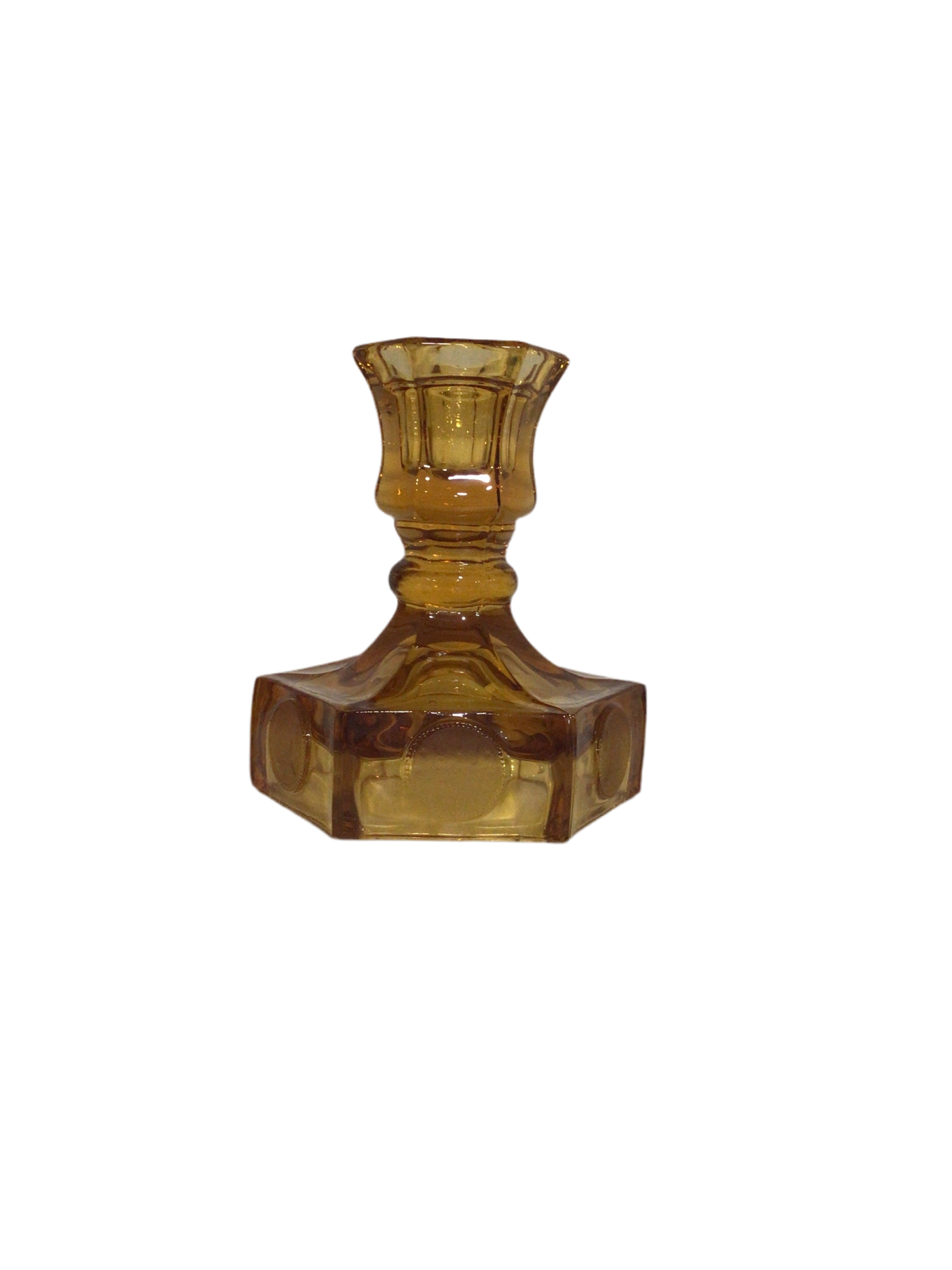 Amber Glass Candle Stick Holders